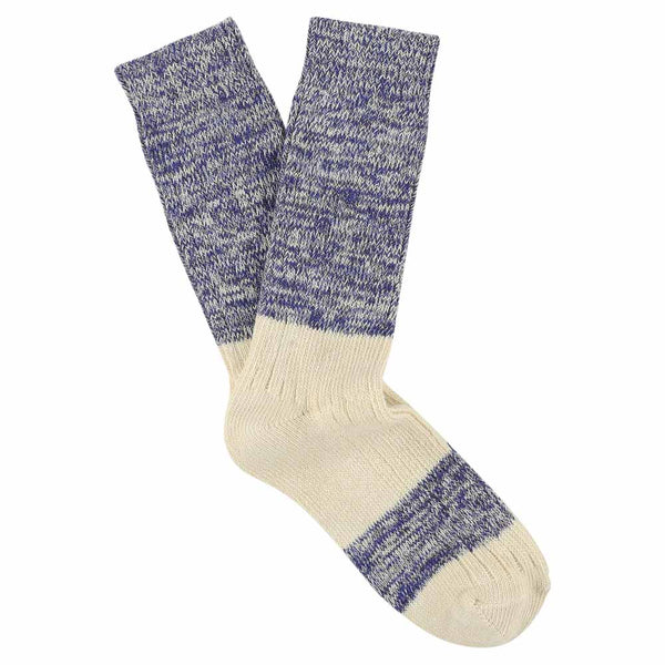 Escuyer Melange Block Socks - Bright Blue / Ecru