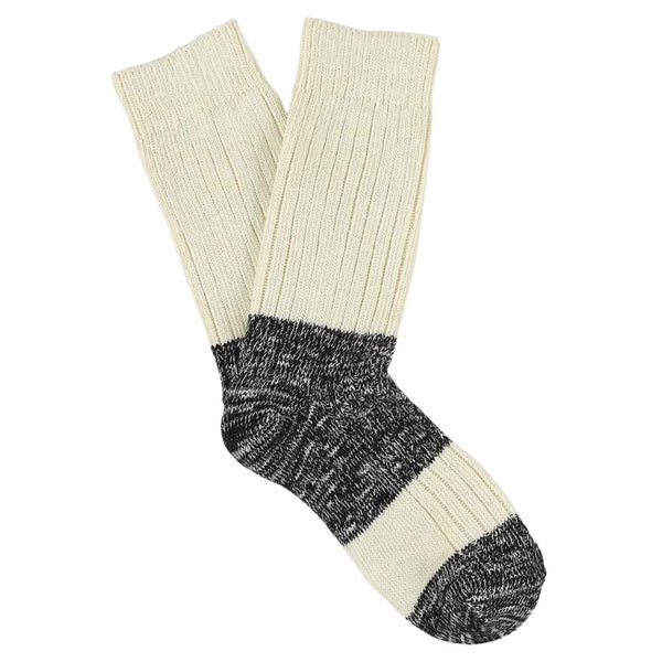 Escuyer Melange Block Socks Ecru / Black
