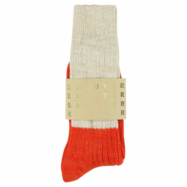 Escuyer Melange Block Socks Ecru / Orange