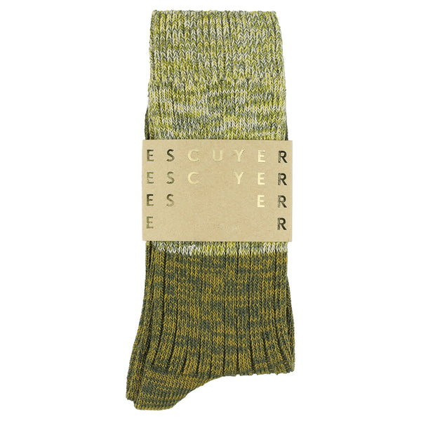 Escuyer Melange Block Socks - Green / Gold
