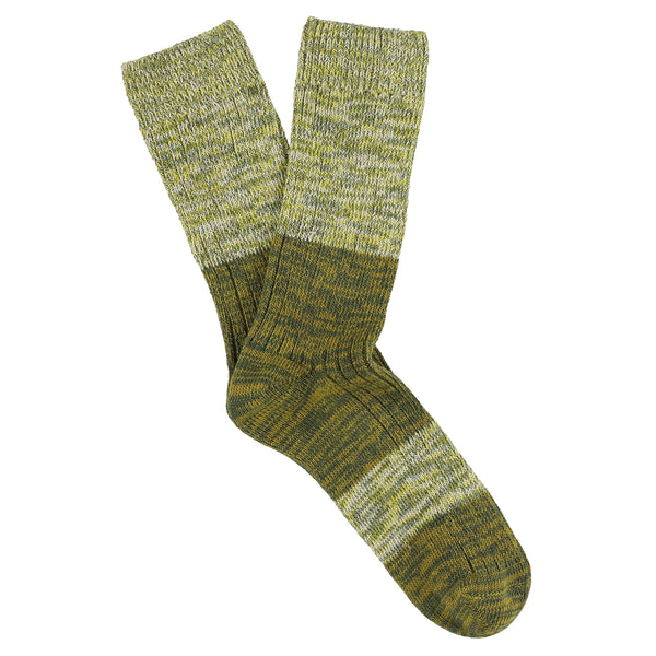 Escuyer Melange Block Socks - Green / Gold