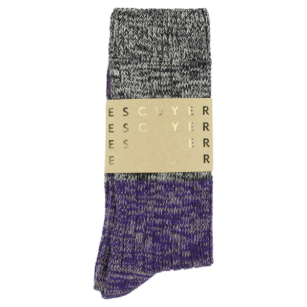 Escuyer Melange Block Socks - Navy / Purple