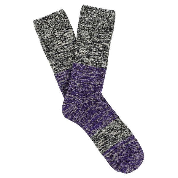 Escuyer Melange Block Socks - Navy / Purple