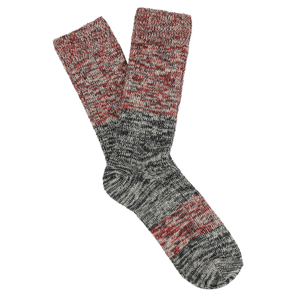 Escuyer Melange Block Socks - Navy / Red