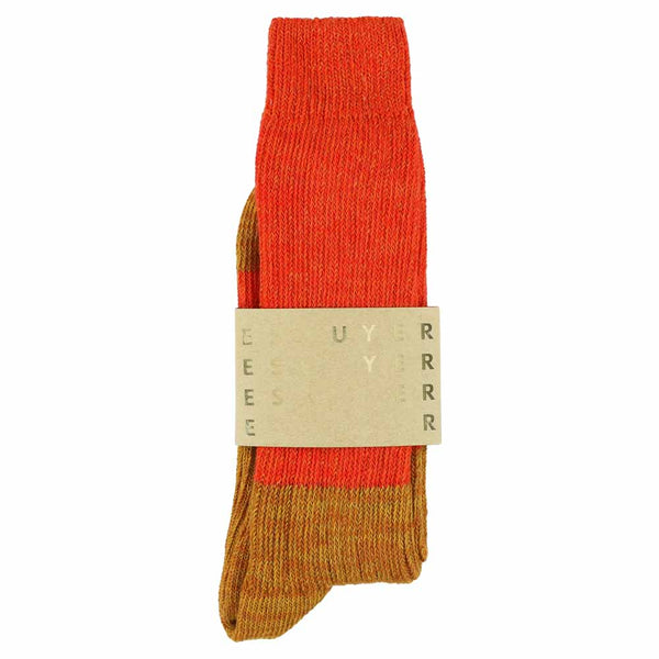 Escuyer Melange Block Socks Orange / Mustard