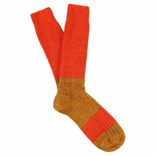 Escuyer Melange Block Socks Orange / Mustard