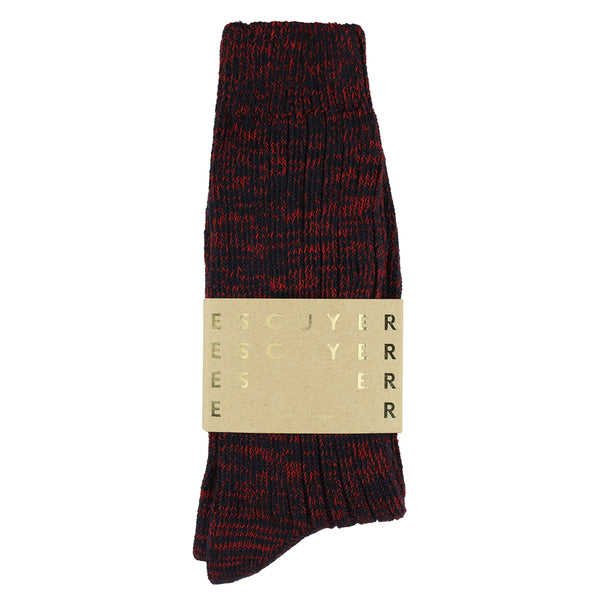 Escuyer Melange Socks - Navy / Red