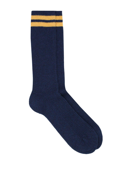 Escuyer Stripes Cashmere Socks - Blue