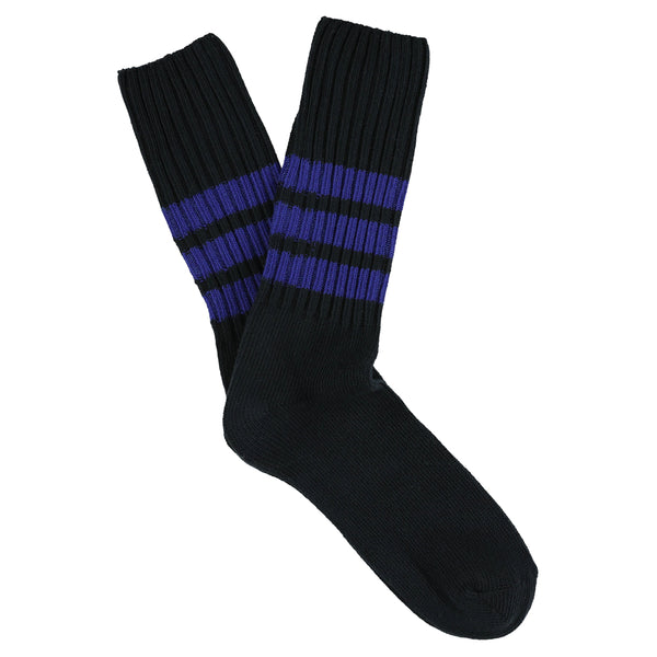 Escuyer Stripes Crew Socks - Blue / Bright Blue