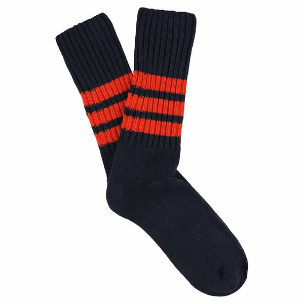 Escuyer Stripes Crew Socks - Blue / Orange