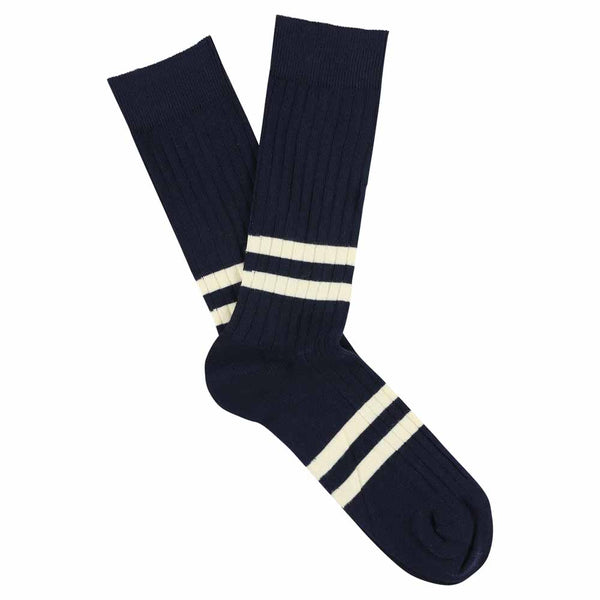 Escuyer Stripes socks - Blue / Ecru