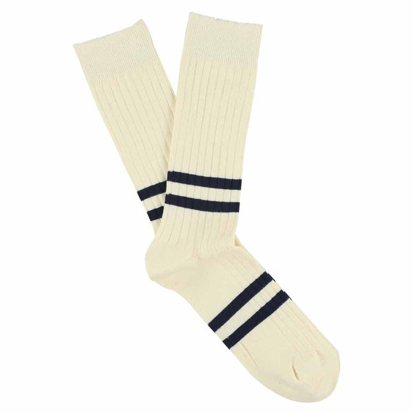 Escuyer Stripes socks - Ecru / Blue