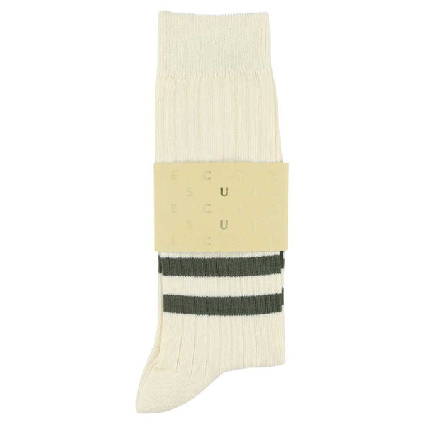 Escuyer Stripes Socks - Ecru / Khaki