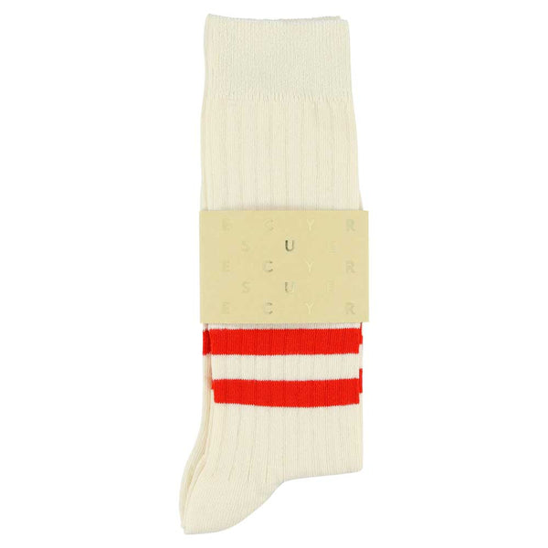 Escuyer Stripes Socks - Ecru / Vintage Orange