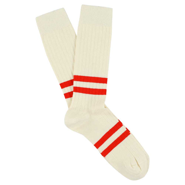Escuyer Stripes socks - Ecru / Vintage Orange