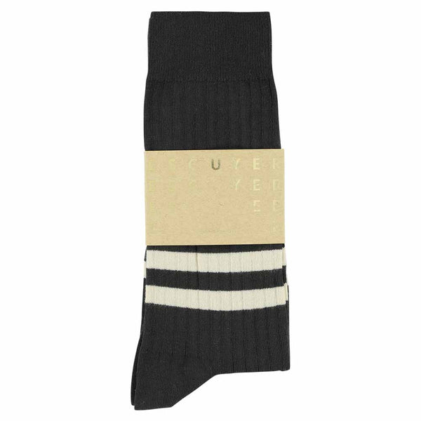 Escuyer Stripes Socks - Off Black / Ecru