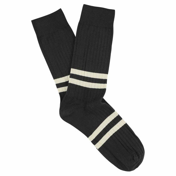 Escuyer Stripes socks - Off Black / Ecru