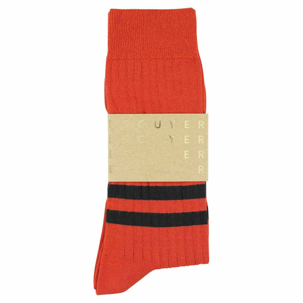 Escuyer Stripes Socks - Orange / Off Black