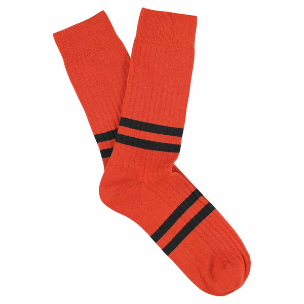 Escuyer Stripes socks - Orange / Off Black