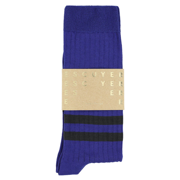 Escuyer Stripes Socks - Strong Blue / Black