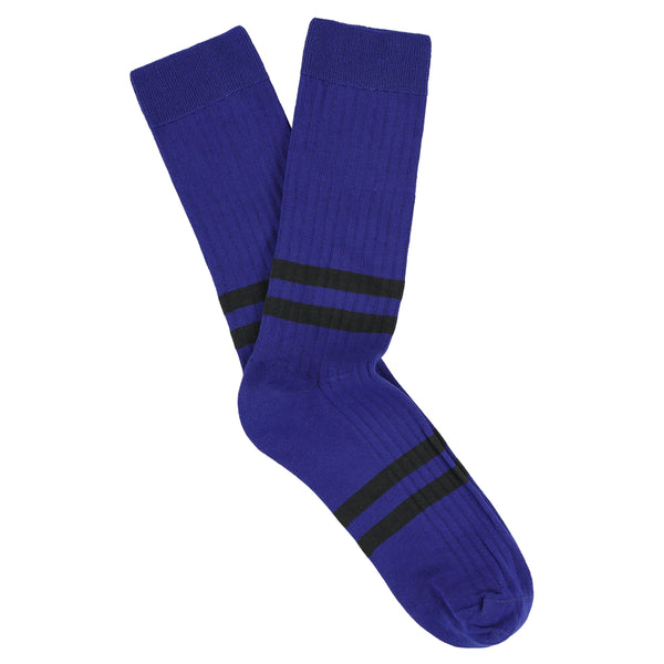 Escuyer Stripes Socks - Strong Blue / Black