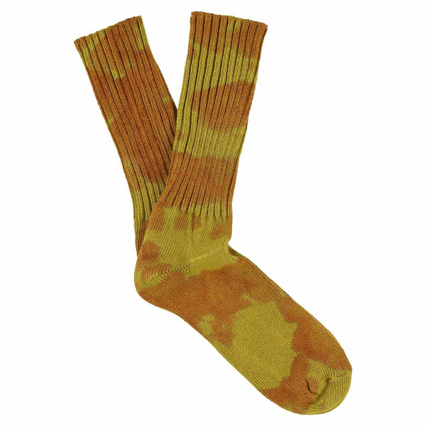 Escuyer Tie Dye Socks - Rust / Mustard