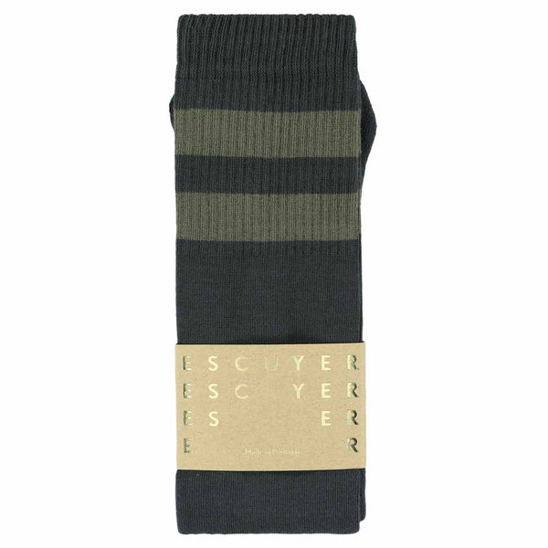 Escuyer Unisex Tube Socks - Dark Grey / Khaki