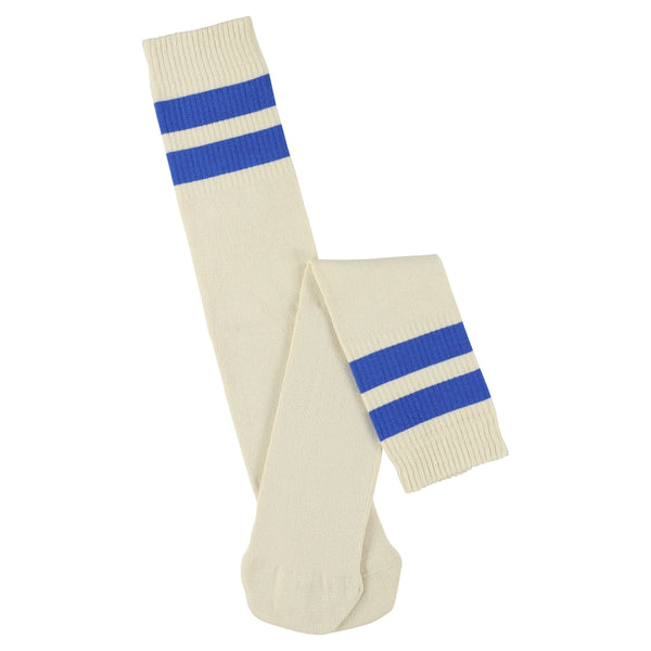 Escuyer Unisex Tube Socks - Ecru / Bright Blue