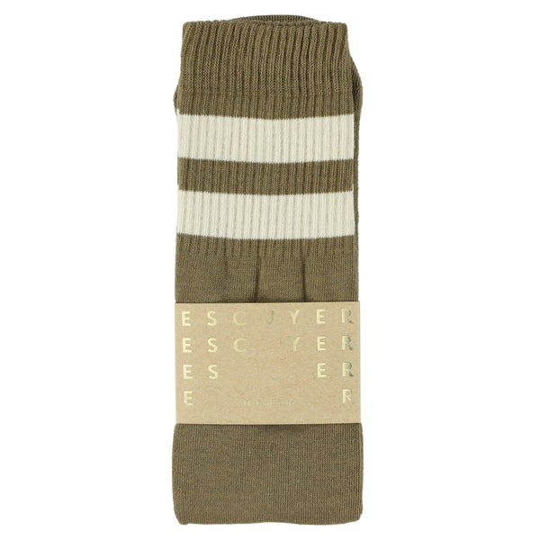 Escuyer Unisex Tube Socks - Khaki / Ecru