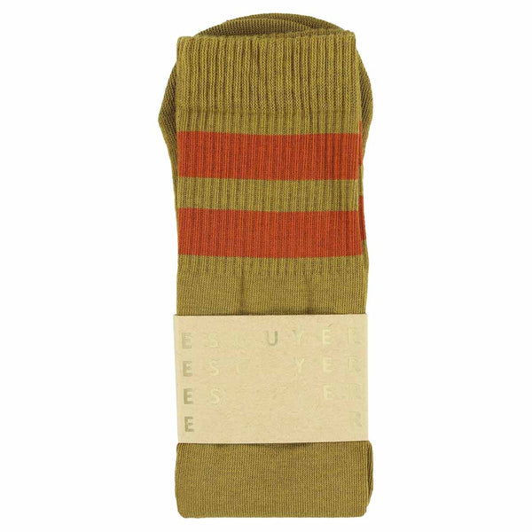Escuyer Unisex Tube Socks - Olive / Brick