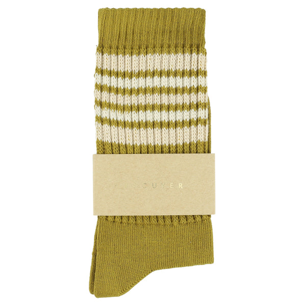 Escuyer Women 5 Stripes Socks - Gold / Ecru