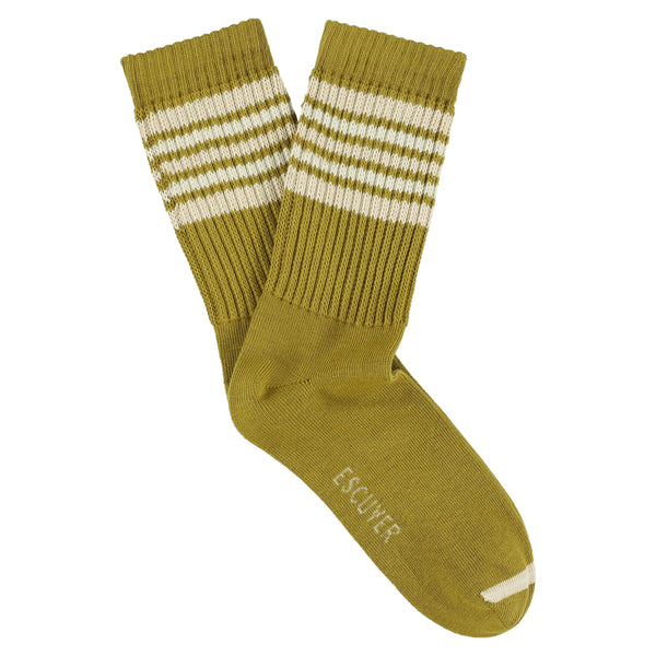 Escuyer Women 5 Stripes Socks - Gold / Ecru