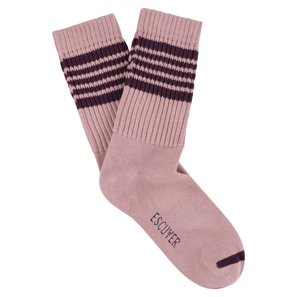 Escuyer Women 5 Stripes Socks - Pink / Wine
