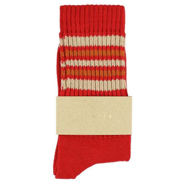 Escuyer Women 5 Stripes Socks - Red / Pink / Nouga