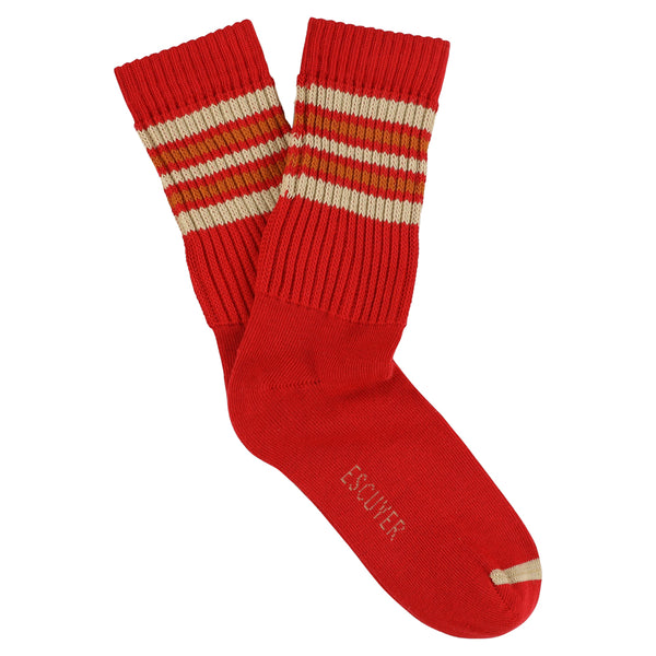 Escuyer Women 5 Stripes Socks - Red / Pink / Nouga