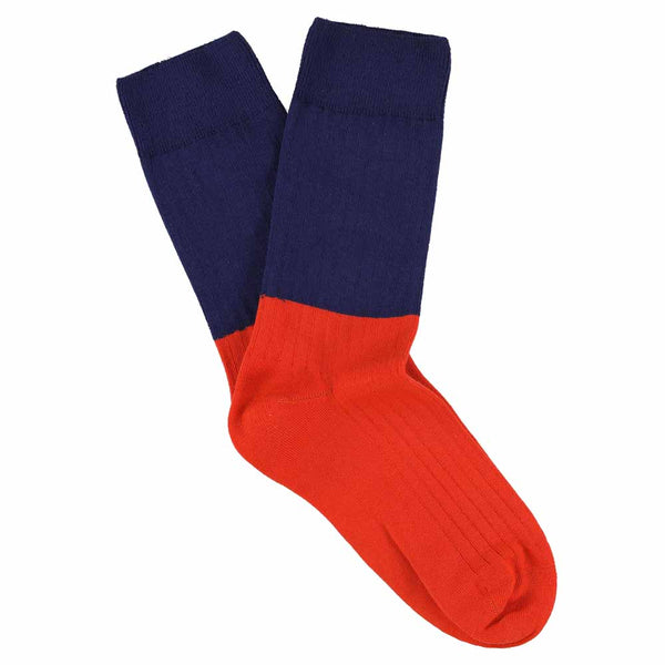 Escuyer Women Block Socks - Blue / Orange