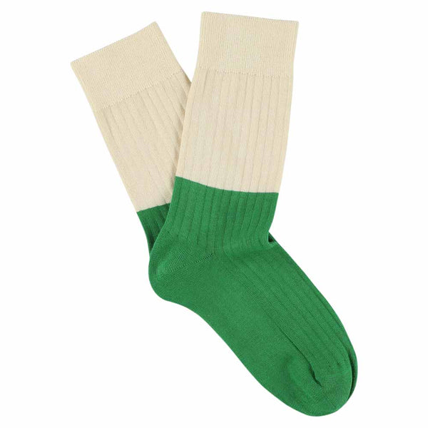 Escuyer Women Block Socks - Ecru / Green
