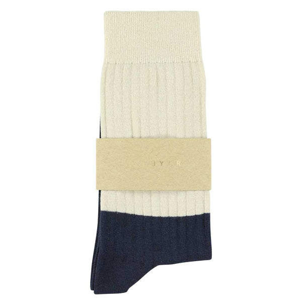 Escuyer Women Block Socks - Ecru / Navy