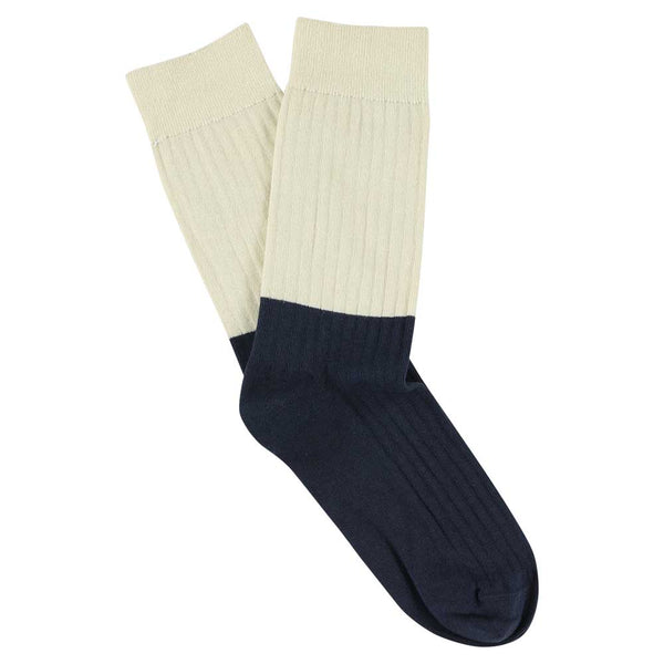 Escuyer Women Block Socks - Ecru / Navy