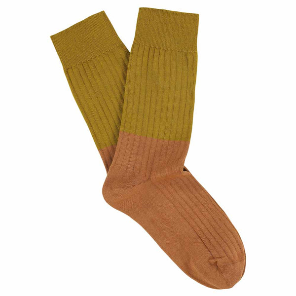 Escuyer Women Block Socks - Mustard / Bronze