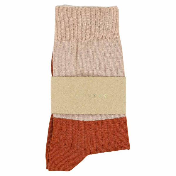 Escuyer Women Block Socks - Pink / Brick