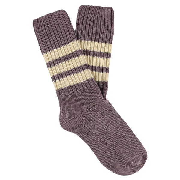 Escuyer Women Crew Stripes Socks - Off Purple / Ecru