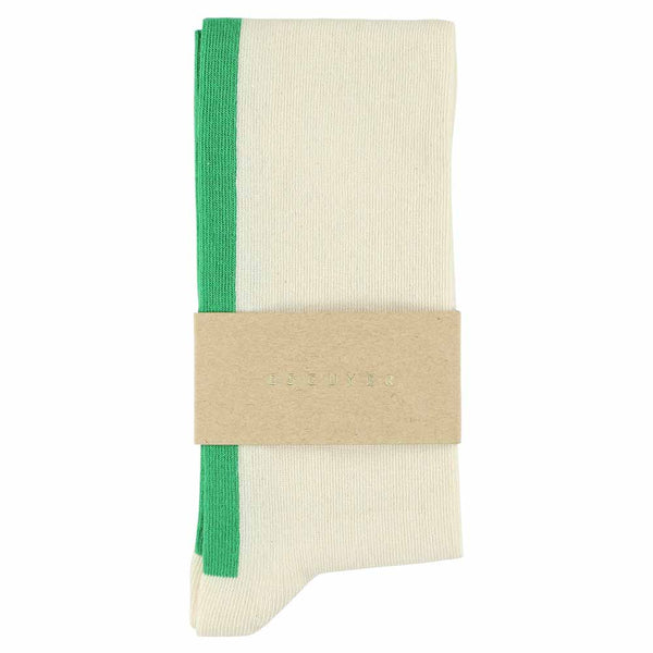 Escuyer Women Knee High Socks - Ecru / Bright Green