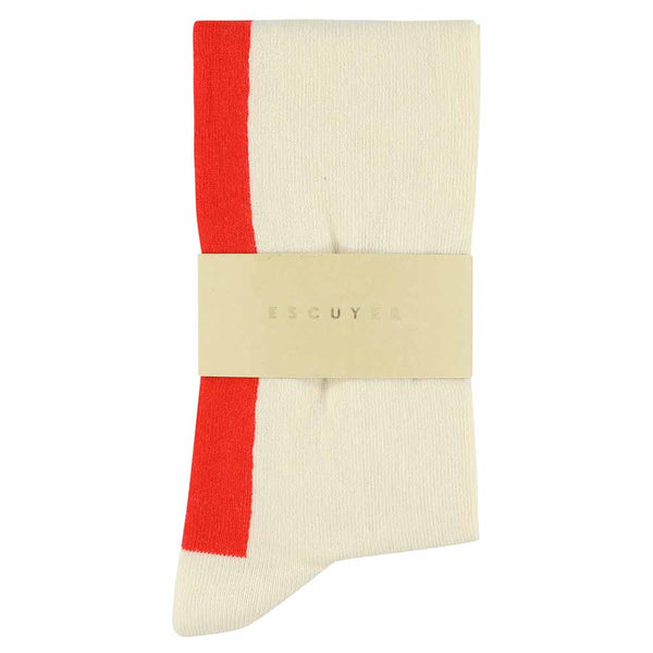 Escuyer Women Knee High Socks Ecru / Orange
