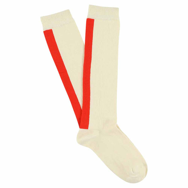 Escuyer Women Knee High Socks Ecru / Orange