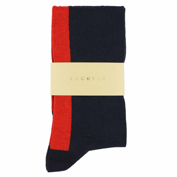 Escuyer Women Knee High Socks Navy / Red