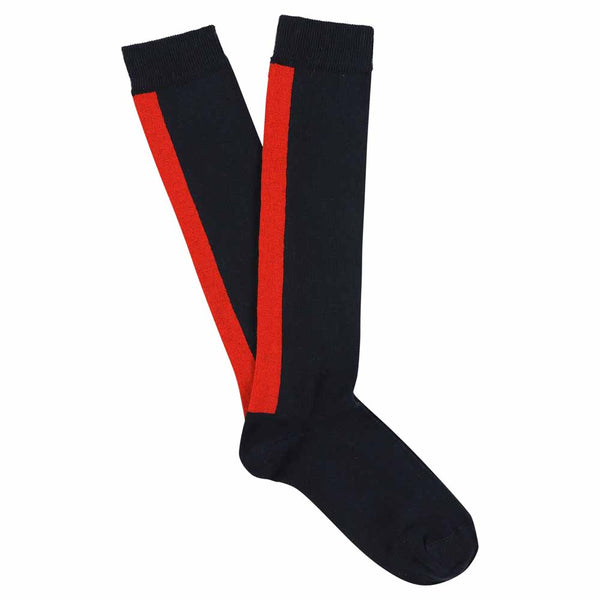 Escuyer Women Knee High Socks Navy / Red