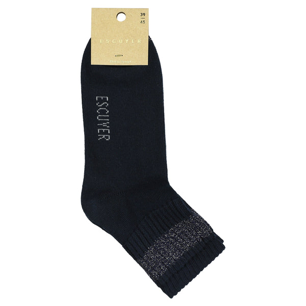 Escuyer Women Lurex Ankle Socks - Blue / Silver