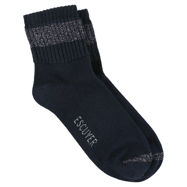 Escuyer Women Lurex Ankle Socks - Blue / Silver