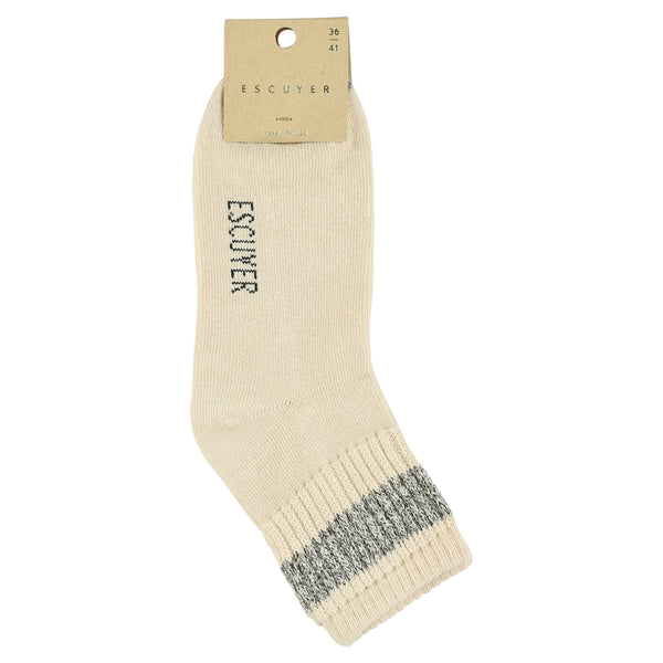 Escuyer Women Lurex Ankle Socks - Ecru / Black